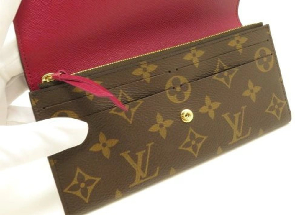 LOUIS VUITTON Long Wallet Portefeuille Emilie Monogram Fuschia Pink